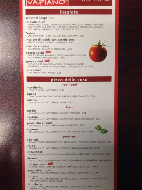 Vapiano Menu, Menu for Vapiano, North Dallas, Dallas - Urbanspoon/Zomato