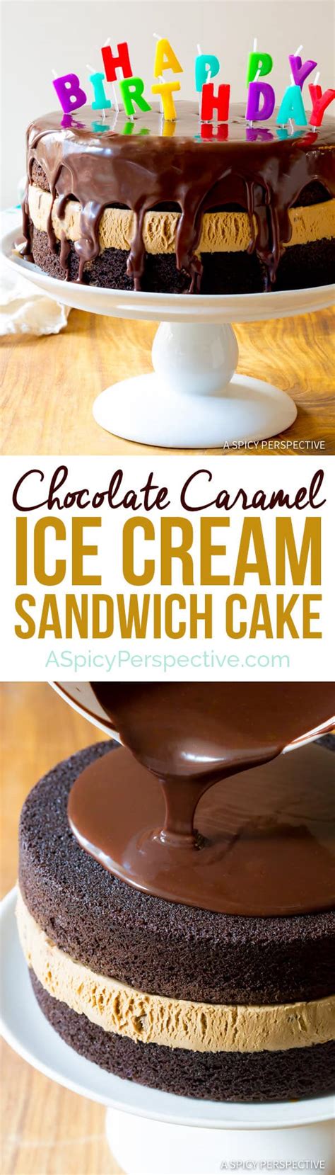 Chocolate Caramel Ice Cream Sandwich Cake - A Spicy Perspective