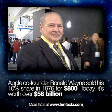 Apple co-founder Ronald Wayne sold his 10% share in 1976 for $800 ...