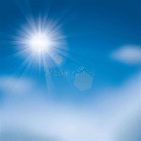 Glaring Sun in the Sky. Vector Illustration Decorative Background ...