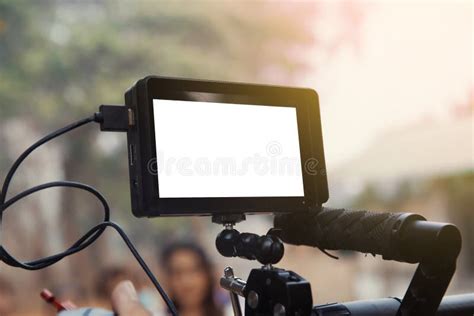 Camera Monitor with Filming 4K High Definition Video Camera Stock Photo - Image of production ...