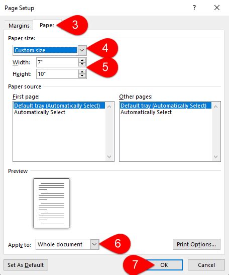 Setting a Precise Custom Paper Size (Microsoft Word)