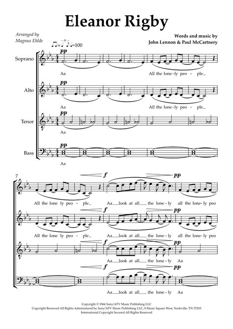 Eleanor Rigby (arr. Magnus Ehlde) by The Beatles Sheet Music for SATB Choir at Sheet Music Direct