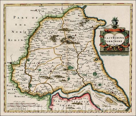 Historic Map - The East Riding of Yorkshire, 1695, Robert Morden - Vin - Historic Pictoric