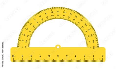 Vector illustration protractor ruler isolated on white background. Realistic protractor in flat ...