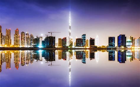 Download wallpapers Dubai, night, skyscrapers, Burj Khalifa, Dubai ...