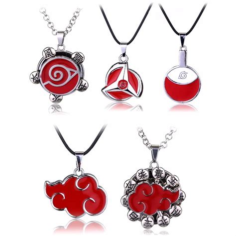 Hot Anime Naruto Necklace Kakashi Uzumaki Naruto Akatsuki Members Itachi Konoha symbol cosplay ...