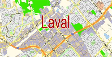 Laval Quebec Canada PDF Map Vector Exact City Plan low detailed Street Map Adobe PDF in layers