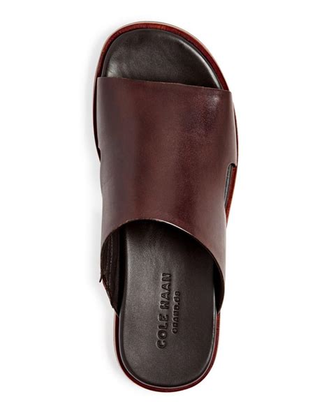 Cole Haan Men's Goldwyn 2.0 Leather Slide Sandals in Brown for Men - Lyst