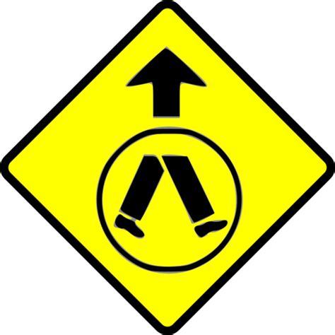 Pedestrian crossing caution sign vector image | Public domain vectors