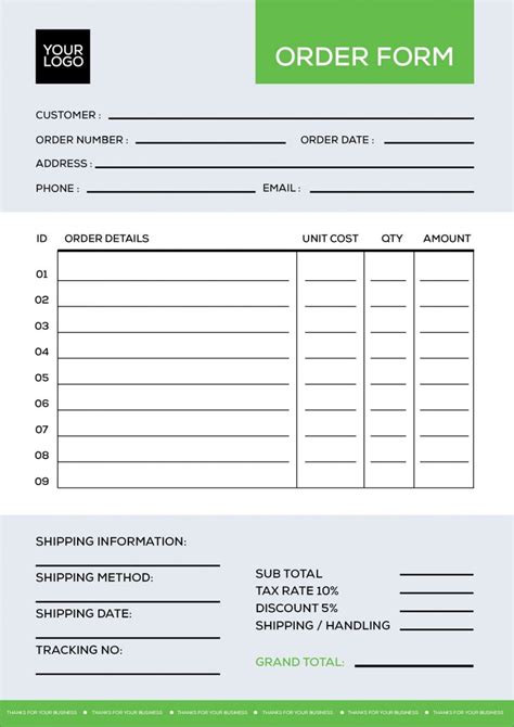 Free Order Form Design Template Ai & PDF - Designbolts