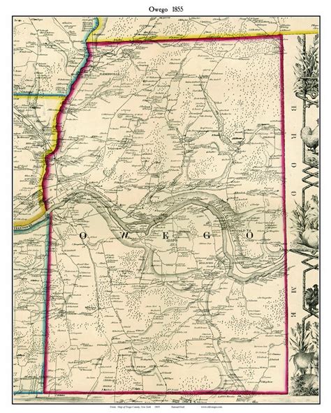 Owego, New York 1855 Old Town Map Custom Print - Tioga Co. - OLD MAPS