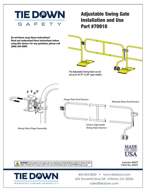 TIE DOWN 70910 INSTALLATION & USE Pdf Download | ManualsLib