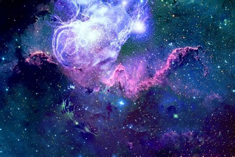 A Beautiful Nebula of Different Colors, with Stars and Galaxies ...