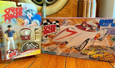 Speed Racer Figure and Mach 5 Play Set Car by ReSaurus 1999 Spridle & Chim Chim | #3897272491