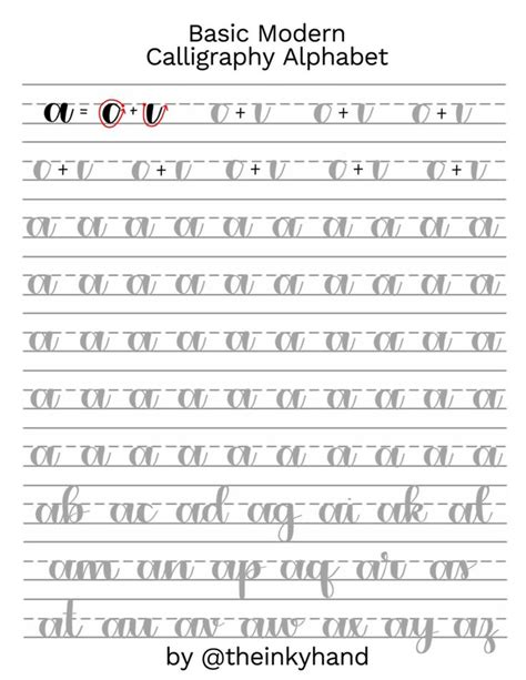 Basic Modern Calligraphy Practice Sheets by theinkyhand - Etsy ...