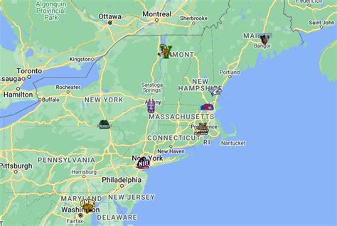 America East Conference Teams Map with logos | America East Conference ...