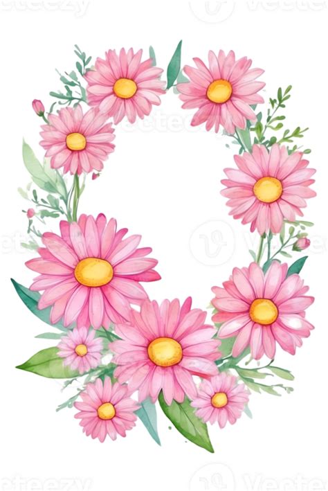 AI generated pink flowers and green leaves wreath png 39365673 PNG