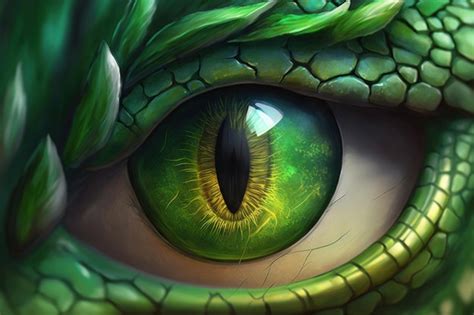 Digitally realistic painting of a green dragons eye | Premium AI-generated image