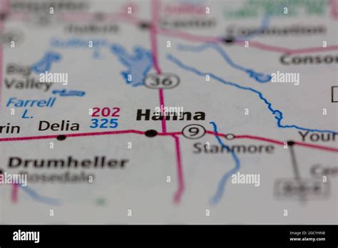 Hanna Alberta Canada shown on a road map or Geography map Stock Photo - Alamy