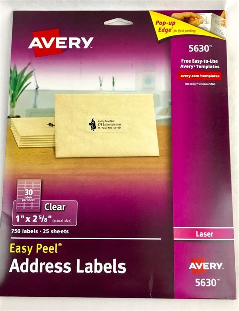 Avery 5630 Clear Address Labels Clear 1 x 2.625" Easy Peel Mailing Office Letter #AveryDennison ...