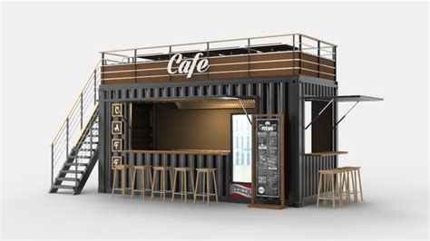 Shipping container cafe design 3D model - TurboSquid 1622730