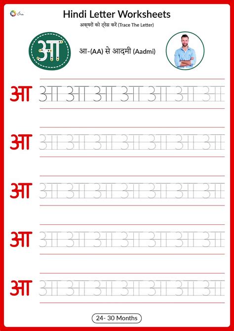 Hindi Alphabet Practice Worksheet PDF - Tracing Letter आ - Ira Parenting | Alphabet practice ...