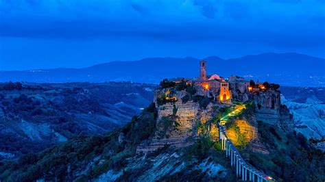 HD wallpaper: italy, civita di bagnoregio, sky, landmark, mountain ...