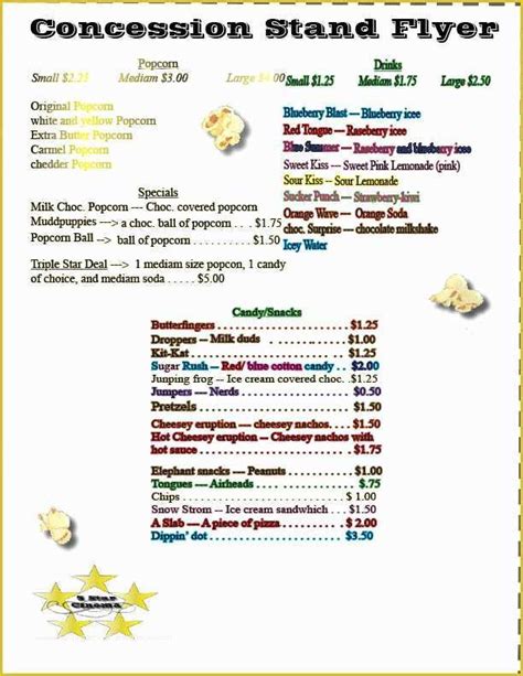 50 Concession Stand Menu Template Free Within Concession Stand Menu Template | Concession stand ...