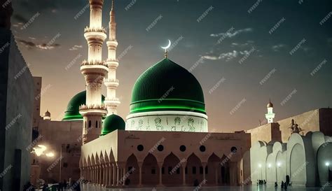 Premium Photo | Madina mosque with sky