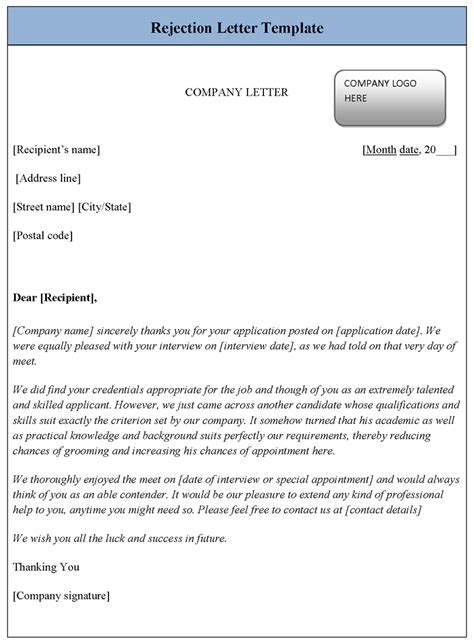 Rejection Letter Template | Sample Templates