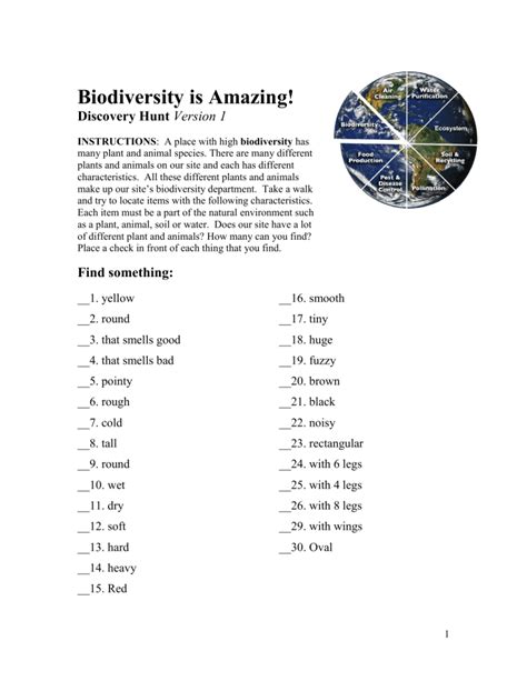 Biodiversity is AmazingWorksheet