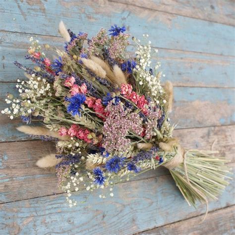 Cornflower Carnival Wedding Bouquet | The Artisan Dried Flower Company ...