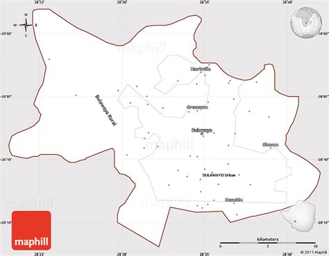 Classic Style Simple Map of Bulawayo, cropped outside