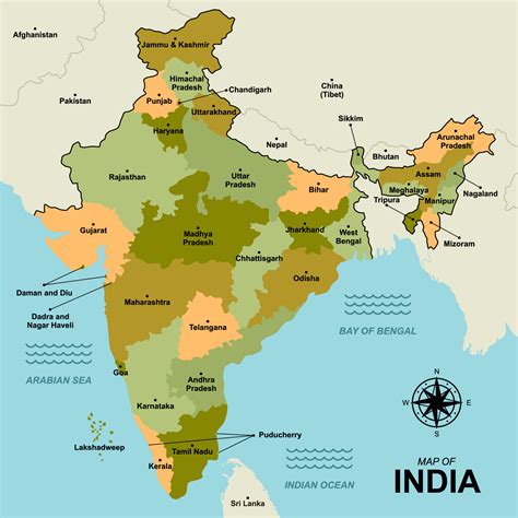 India Map With Region Name 19643455 Vector Art at Vecteezy