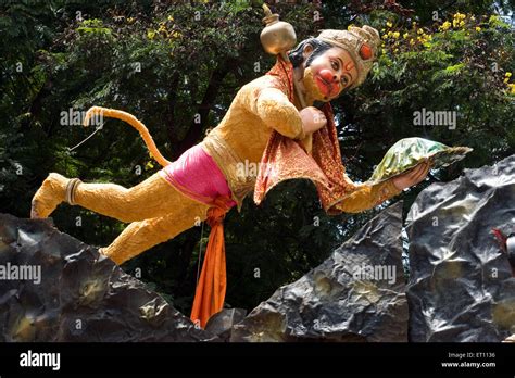 Lord Hanuman flying carrying mountain Pune Maharashtra India Asia Stock Photo - Alamy