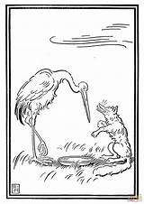The Fox And Stork  The Fables Of Aesop Jacobs Heighway coloring sketch template