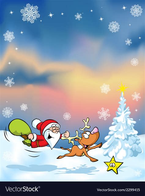 Christmas background with funny santa claus Vector Image