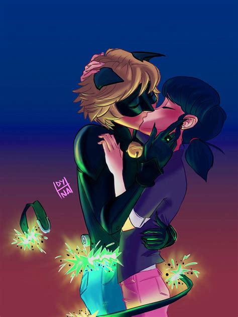 Download Ladybug And Cat Noir Kiss Sparks Wallpaper | Wallpapers.com