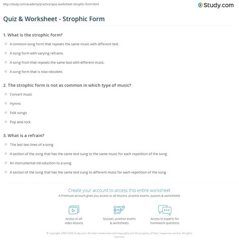 Quiz & Worksheet - Strophic Form | Study.com