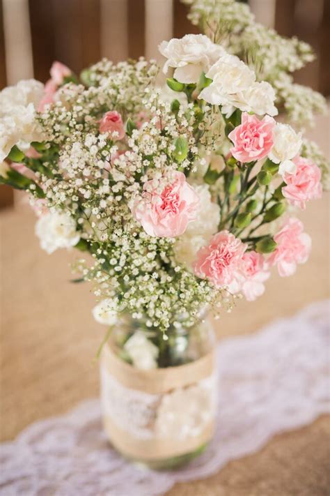 Pink Carnation and Baby's Breath Centerpieces