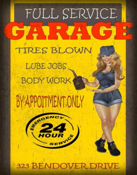 Pin Up Girl Garage vintage retro garage workshop metal tin | Etsy