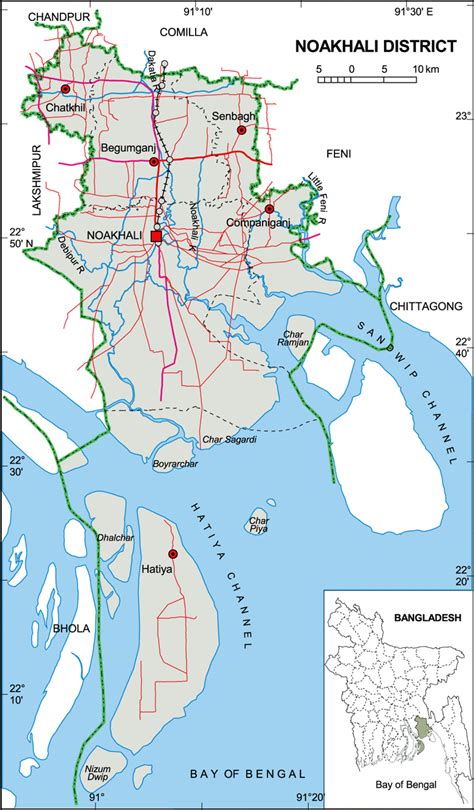 Maps of Bangladesh: Political Map of Noakhali District