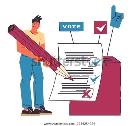 Voting Man Flat Cartoon Vector Illustration Stock Vector (Royalty Free ...