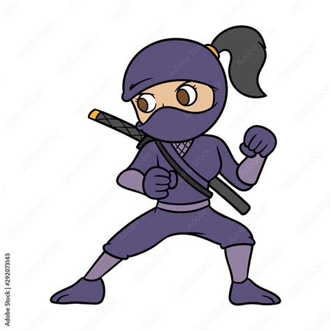 Cartoon Female Ninja Vector Illustration Stock Vector | Adobe Stock