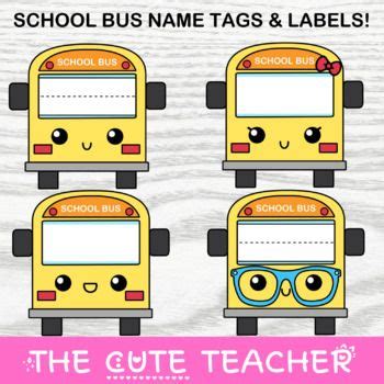 School Bus Name Tags - Cute Back To School Bulletin Board Ideas | Name tag for school, Name tags ...