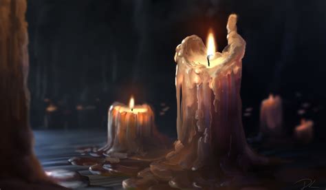 artwork, ArtStation, candles, burning, wax HD Wallpaper