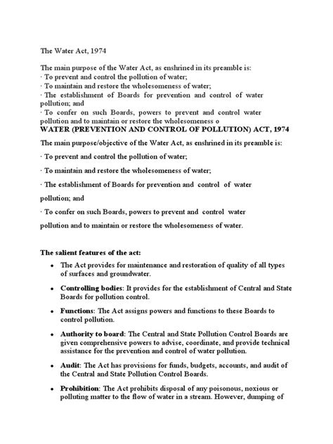 Water Act Notes | PDF | Effluent | Water