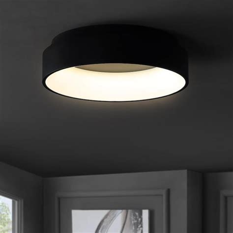 JONATHAN Y 17.75-in Black Modern/Contemporary LED Flush Mount Light in the Flush Mount Lighting ...