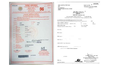 An example of a Birth Certificate issued in Gujarat and a Death Certificate issued in New Delhi ...